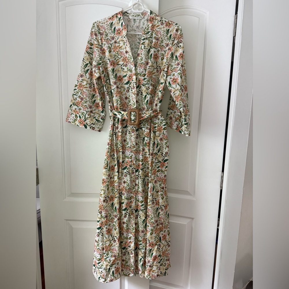 ZARA PRINTED MIDI POPLIN DRESS